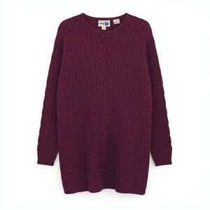 Paul Harris Design Burgundy Cable Knit Sweater | Vintage Ramie Cotton Size L‎